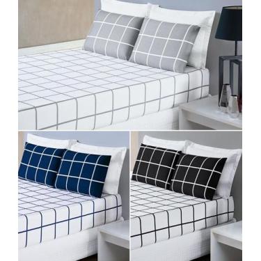 Imagem de Jogo de cama king com lençol d baixo 193cm x 203cm lecol de casal kig 