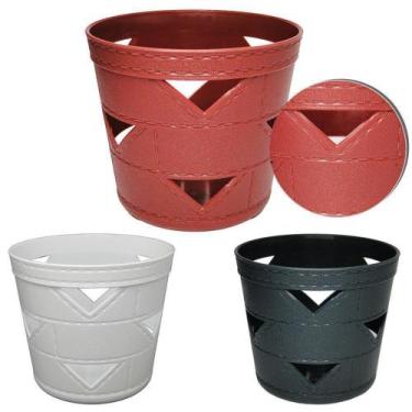 Imagem de Porta Treco Plastico Redondo Borda Costura Color 10X9Cm De - Fu Xing