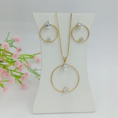 Imagem de Conjunto Círculo com Cristal Folheado a Ouro REF 100124 - Shekináh Joi