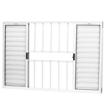 Imagem de Veneziana 6 folhas 1,20x2,00 com grade no alumínio branco - Comercial 