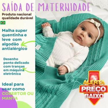 Imagem de Manta Tricô Bebê com Tranças nas laterais HomeBliss, Único, Cinza mesc