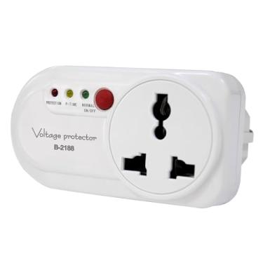 Imagem de Protetor eletrônico de voltagem e surtos para refrigerador, tomada única, 2000 W, 16 A, montado na parede, economizador de energia para eletrodomésticos com 3 luzes indicadoras de proteção de segura