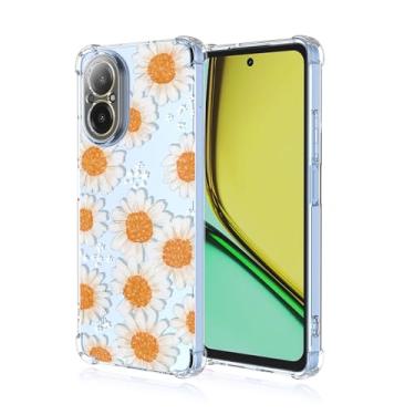 Imagem de RRXSYXL Capa de telefone Realme C67 4G com estampa floral transparente, proteção à prova de choque, capa de TPU macio para Realme C67 4G, margarida floral