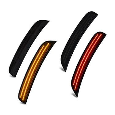 Imagem de D-Lumina Kit de luzes de LED laterais compatíveis com Chrysler 300 2015 2016 2017 2018 2019 2020, fita de LED completa âmbar e vermelho para-choque traseiro OEM para substituição, lente fumê 4 peças