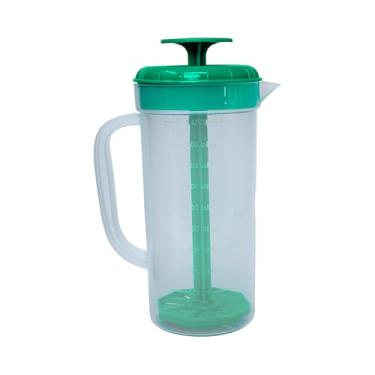 Imagem de JBK Pottery Jarra de plástico de 1 litro com tampa de mistura, sem BPA, jarro de bebida inquebrável para chá gelado, limonada, sucos, leite – à prova de vazamento, fácil de mexer, pode ser lavado na