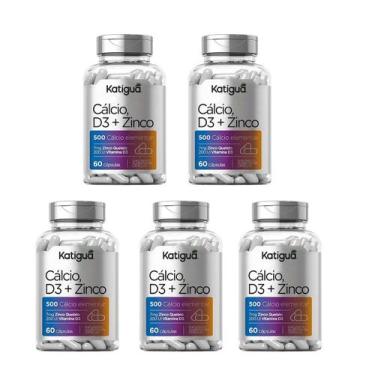 Imagem de Kit 5 Calcio Vitamina D3 + Zinco 60 Cápsulas. Katigua