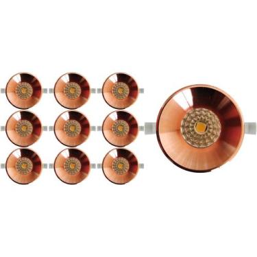 Imagem de Kit 10 mini spot led redondo embutir recuado 3w branco quente 3000k ro