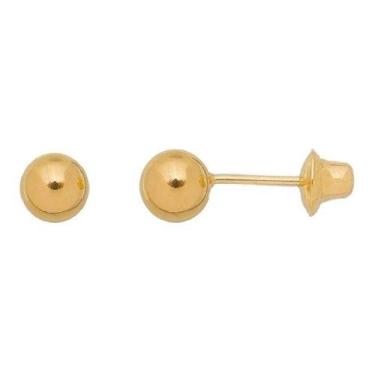 Imagem de Par De Brincos De Rosca Infantil Bola 4mm Ouro 18k Bolinha - AEA Carib