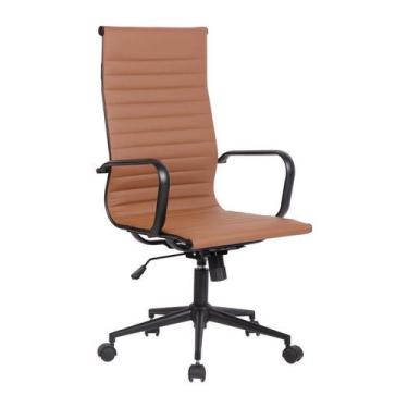 Imagem de Cadeira Office Sevilha Aço Preto Alta Marrom Escuro - Rivatti