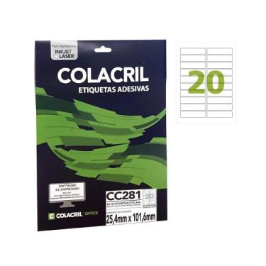 Imagem de Etiqueta carta cc281 25,4x101,6mm 20etiq/f cx  25f colacril 