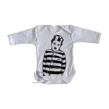 Imagem de body nenê criança roupa bebê manga longa Charles Chaplin preso - Empór