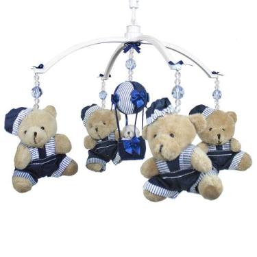Imagem de Móbile Musical Ursinho Marinho e Balão Quarto Bebê Infantil Menino - P