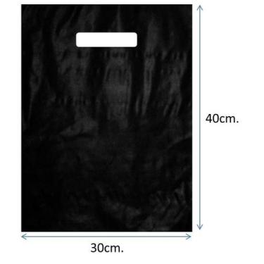 Imagem de Sacola Alça Vazada 30 x 40 Lisa 1KG - Plastimpel, Preto