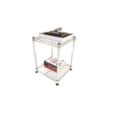Imagem de Estante De Aço Cromada Com 2 Prateleiras Rack Aramado 1025 - Click Arm