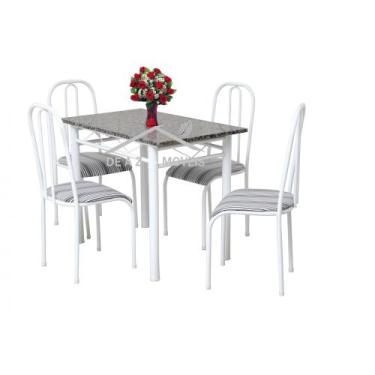 Imagem de Mesa de Jantar de cozinha com 4 Cadeiras tampo Granito verdadeiro Madr