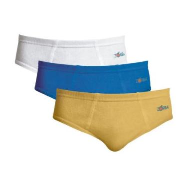 Imagem de Kit 3 Cuecas Slip Infantil Zorba 993 Clássica 100% Algodão, Branco, Ro