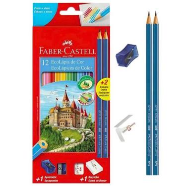 Imagem de Kit Escolar Lápis de Cor Sextavado com 12 Cores FABER-CASTELL