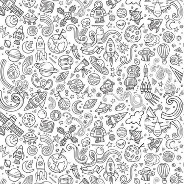 Imagem de Papel de Parede Desenho para Colorir Space 2,70x0,57m - Quartinhos