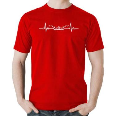 Imagem de Camiseta Algodão Batimentos Natação - Foca na Moda, Vermelho, G