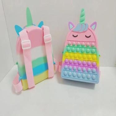 Imagem de Mochila Infantil Emborrachada pop it Unicórnio Mochila Infantil Emborr