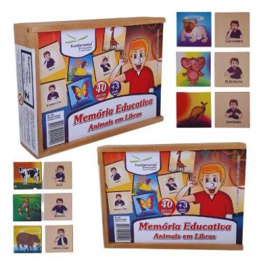 Imagem de Jogo Da Memória Animais Libras Brinquedo Educativo Inclusivo - Fundame