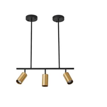 Imagem de Lustre Pendente Moderno Kalla 50cm 3 Spots Dourado e Preto - Nordecor