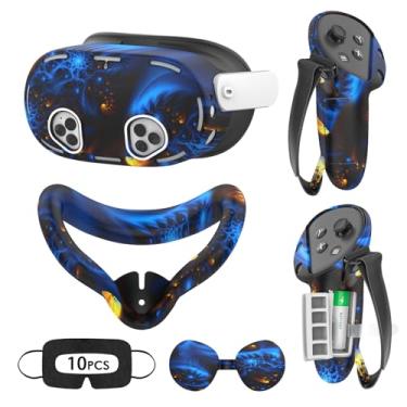 Imagem de Tyasoleil VR Silicone Case for Meta Quest 3S/3S Xbox Edition, Face Cover, Controller Grips, Shell Cover, Lens Cover, Disposable Eye Cover (New Bluefire)