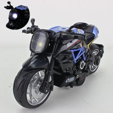 Imagem de Brinquedo Moto De Ferro Miniatura com Fricção, Luz e Som, Sortidos - M