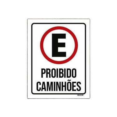 Imagem de Placa Sinalização Estacionamento Proibido Caminhões 18X23