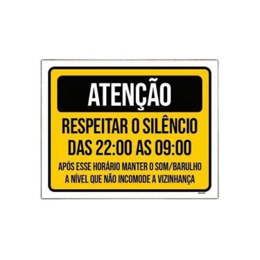 Imagem de Kit 5 Placas Atenção Respeitar Silêncio Vizinhança