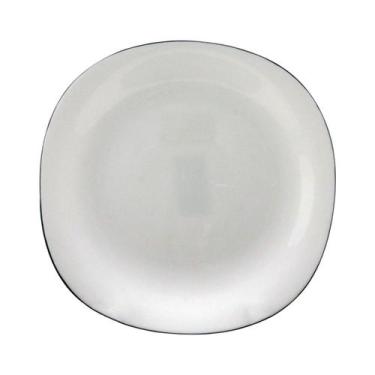 Imagem de Prato Raso Dama em Vidro Opalino com Detalhe Preto 27,8 cm Refeição Al