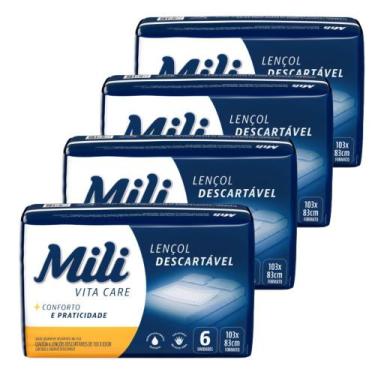 Imagem de Lençol Descartável  Absorvente Mili Vita para adulto   4 pacotes com 6