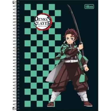 Imagem de Tilibra - Caderno Espiral Capa Dura Universitário 1 Matéria Demon Slayer 80 Folhas - Quadriculado Verde