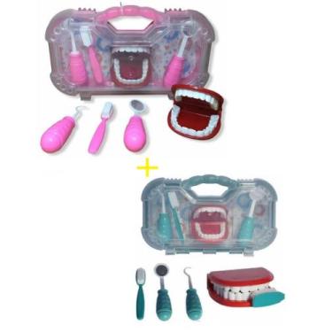 Imagem de Maleta Kit odontologia Verde e Kit dentista Rosa brincando de dentista
