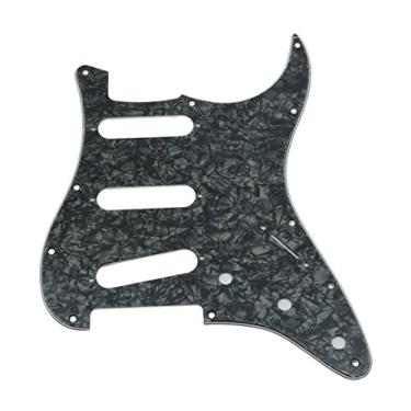 Imagem de KAISH 11 buracos ST/Strat Guitar Pickguard Bridge Reversed ST Pick Guard para Jimi Hendrix Stratocaster/Strat Black Pearl