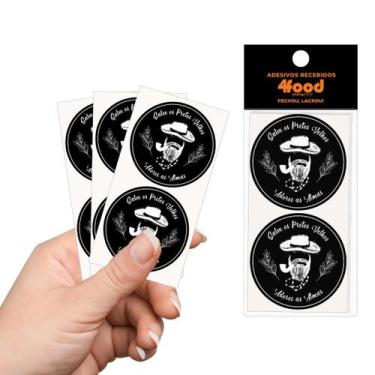 Imagem de 50 Etiquetas Adesivas  Preto Velho  Adesivos Recebidos 4Cm - 4FOOD PRI
