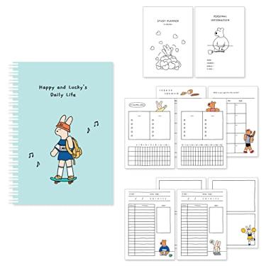 Imagem de Monolike Planejador de estudo Happy and Lucky para 4 meses, skate – Planejador acadêmico, planejador semanal e mensal, plano de estudo