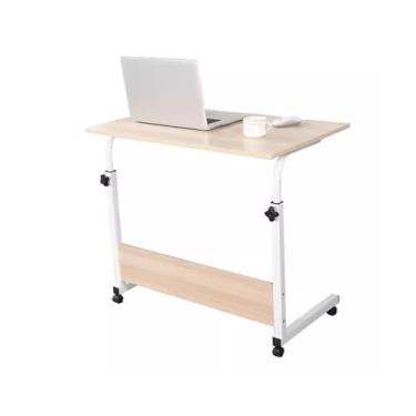 Imagem de LICONG-2019 Mesa de computador móvel, mesa de cabeceira, mesa de cabeceira para uso doméstico, minimalista, dormitório, cama simples, mesa pequena, móvel e ajustável, mesa de computador móvel sobre
