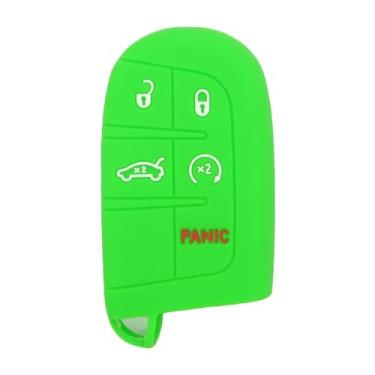 Imagem de SEGADEN Capa Protetora de Silicone Capa Suporte de Pele Jaqueta Compatível com DODGE CHRYSLER 5 Botões Smart Remote Key Fob CV4750 Verde Claro