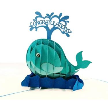 Imagem de iGifts And Cards Unique Congratulations Whale 3D Pop Up Card - celebração, sucesso, parabéns, aniversário, promoção, formatura, inauguração de casa, noivado, aniversário, novo emprego