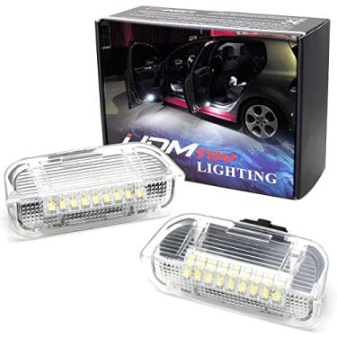 Imagem de iJDMTOY Lâmpadas de cortesia de porta lateral de LED branco de xenônio compatíveis com Volkswagen EOS Golf GTI Jetta Passat CC etc., substituição OEM, por 18-SMD Luzes LED brancas xenon e CAN-bus sem