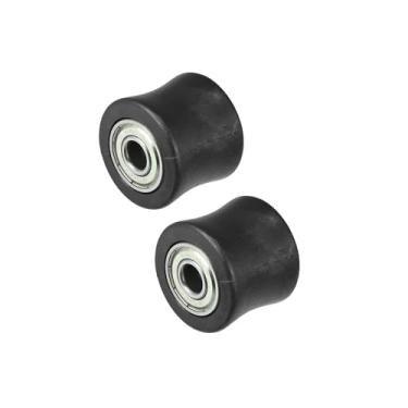 Imagem de INFINAUTO 2 peças 8 mm Corrente de transmissão polia guia de roda de borracha tensor para bicicleta de rua, motocicleta, quadriciclo, preto, design elegante