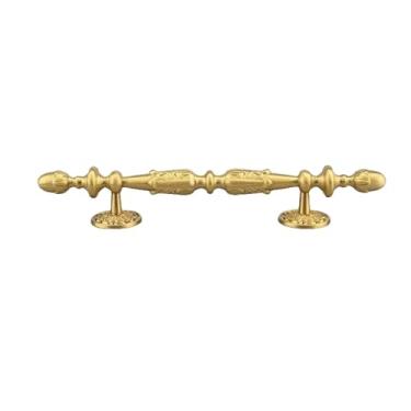 Imagem de Puxadores de móveis esculpidos em latão vintage, puxadores de gavetas de luxo em latão maciço, cômodas, estantes, armários de vinho, puxadores, latão, 128 mm, 1 peça
