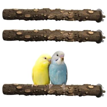 Imagem de PINVNBY Pássaro Perch Natureza Suporte de Papagaio Espinhoso Brinquedo Plataforma Ramo Pata Bastão de Moagem para Pássaros Pequenos, Médios, Calopsitas, Periquito, Gaiola Conure, Pacote com 3 Acessórios