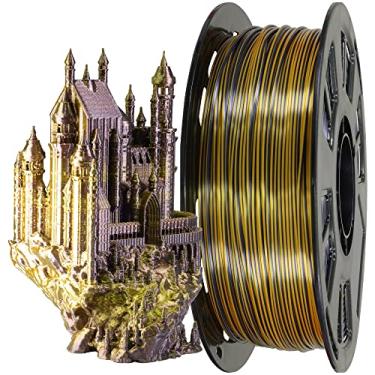 Imagem de MIKA3D Filamento 3D de Coextrusão de Cor Dupla Pla de Seda Brilhante Dourado Preto de 1 Kg, 2 Cores Em 1 Filamento 3D, Material de Impressão 3D de 1 Kg com Cores Duplas Dicromáticas Bicolores, Amplame