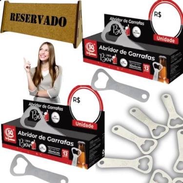 Imagem de Kit 24 Abridor De Garrafa Boteco Bar Cerveja Inox Reforçado + Placa Me