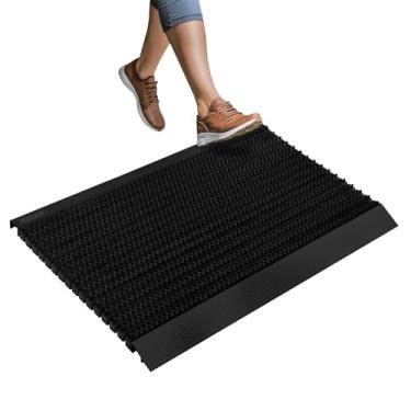 Imagem de Matace Capacho externo de alumínio resistente de 90 x 56 cm, escova 100% nylon, para todas as estações, para todos os climas, impermeável, antiderrapante, sem ruído, porta da frente, varanda, garagem,