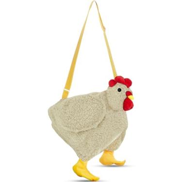 Imagem de Saintrygo Bolsa de galinha de galinha, bolsa de ombro fofa, presente de animal engraçado para o Natal para mulheres, Bege