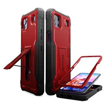 Imagem de ExoGuard Capa para LG K92 5G, capa de borracha à prova de choque com protetor de tela integrado com suporte compatível com telefone LG K92 5G (vermelho)