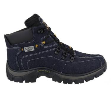 Imagem de Tenis Bota Infantil Coturno Couro Azul Adventure Botina - ketter boots